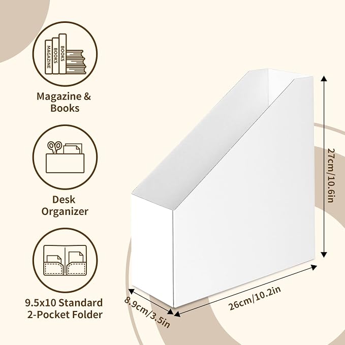 Rempry 12 Pack Magazine File Holders White, Foldable Cardboard Document - Image 2