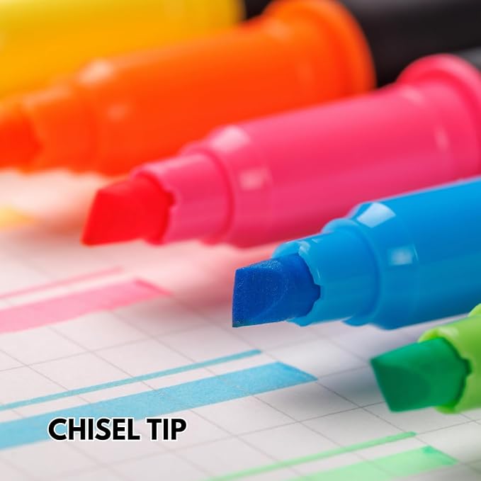 Hoshi 5PCs Premium Fluorescent Dual Tip Highlighters, High Ink Capacity - Image 3