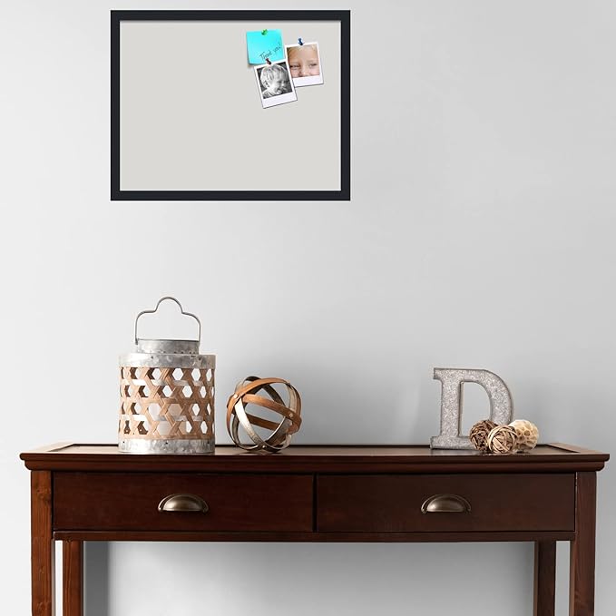 PinPix 22x17 Inch Cork Bulletin Board. This Decorative Framed Pin Board Comes with Light Stone Design and a Satin Black Frame. Ideal for Home Office Decor or Message Board (PinPix-1809)-DeskLoop Office