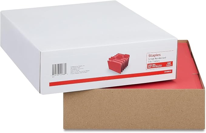 Staples Reinforced File Folders, Letter Size, 1/3‑Cut Tabs, Heavy‑Duty Paper - Image 6