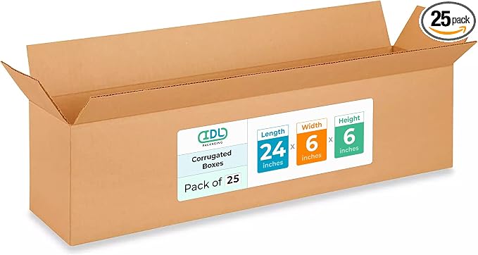 Long Moving & Shipping Boxes 24"L x 6"W x 6"H by IDLPackaging