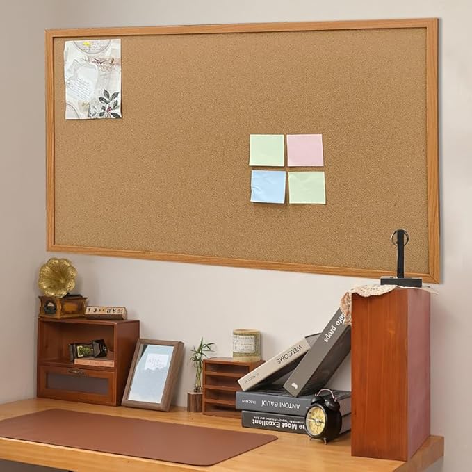 Cork Bulletin Board for Wall - 36” x 24” Bulletin Board Wall Mounted Wood Frame Message Board pin Board for School,Office and Home-DeskLoop Office