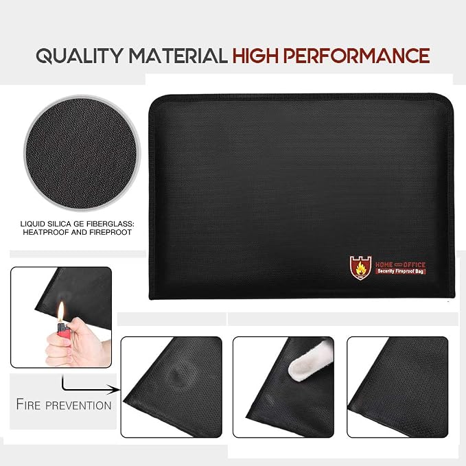 Fireproof Document Bag Fire & Water Resistant File Folder A4 Size 12 Pockets - Image 5