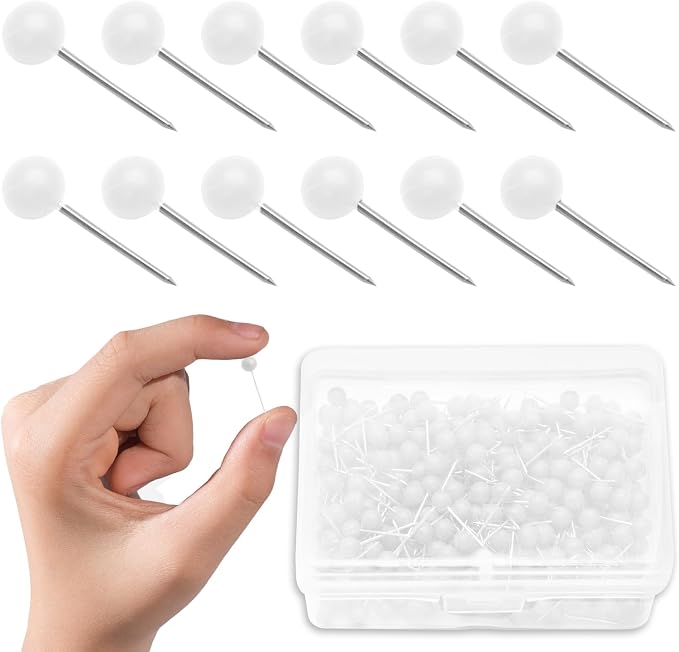 500Pcs White Map Pins, 1/8 Inch Map Tacks, Round Ball Head Map Push Pins - Image 7