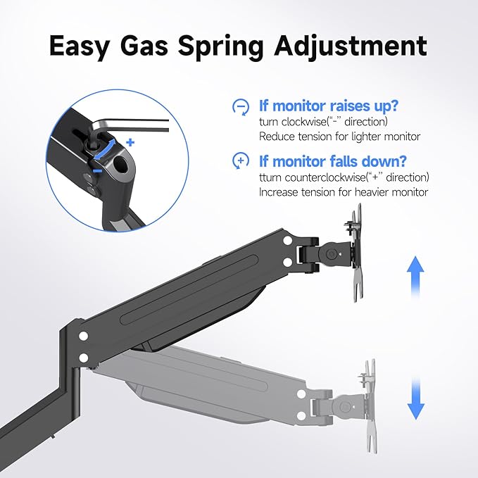 suptek Dual Monitor Mount Gas Spring Monitor Arm Desk Stand with Base,Free Standing Pneumatic Height Adjustable Monitor Stand for 17 to 32 inch,Holds up to 22 lbs,Black(ML8SP)-DeskLoop Office