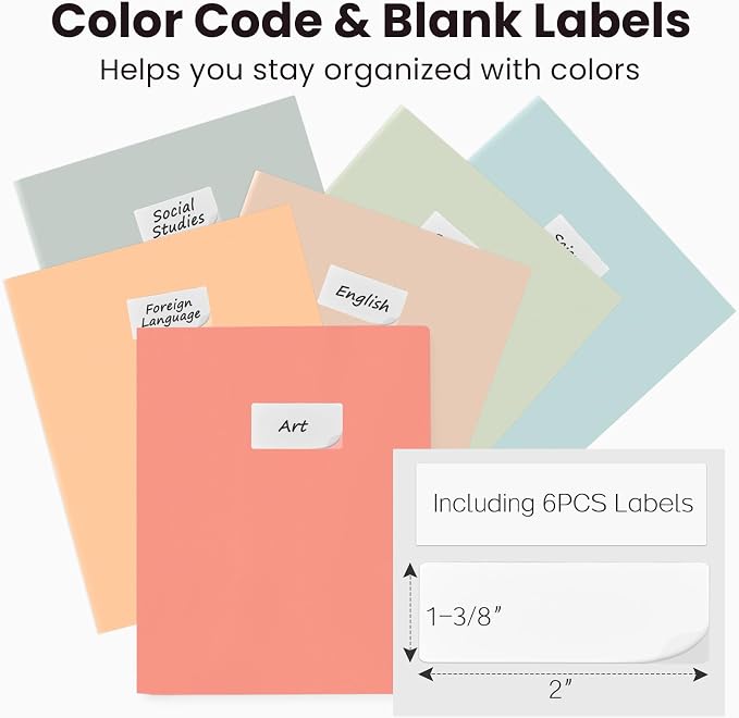 Sooez 6Pack Folders with Pockets, Pastels Colors, Heavy Duty Pocket Folder - Image 2