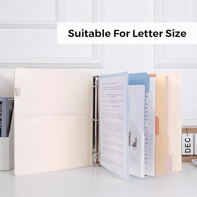 SKYDUE 3 Ring Binder with Clipboard, 1 Inch Binder, 13.2" × 10.2" PU Clipboard - Image 4