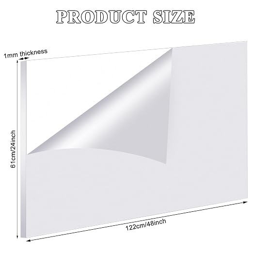 Roowest 6 Pcs 24 x 48 Inch, 1 mm Thick Clear Acrylic Sheets Plastic Panels - Image 2