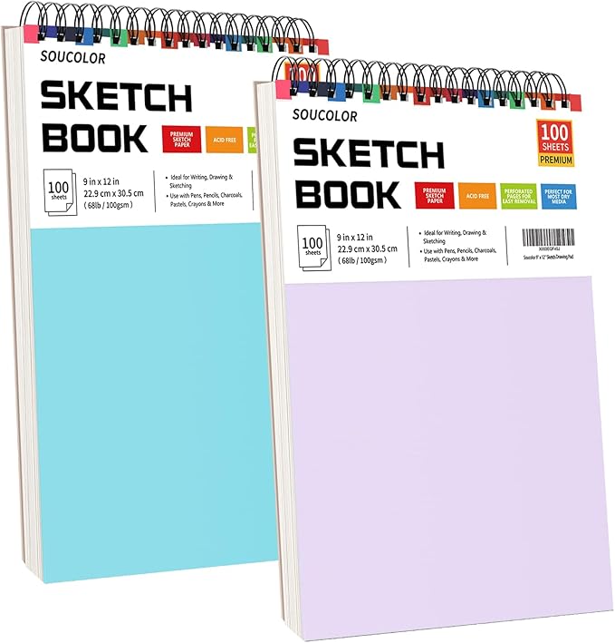 Soucolor 9 x12 Inch Sketch Book,Teen Girl Trendy Stuff, Halloween & Christmas for Teen Girls 4-12, Mother's Day, Birthday for Daughter Wife, Creative Gift for Mum Her, Christmas Coloring Book-DeskLoop Office