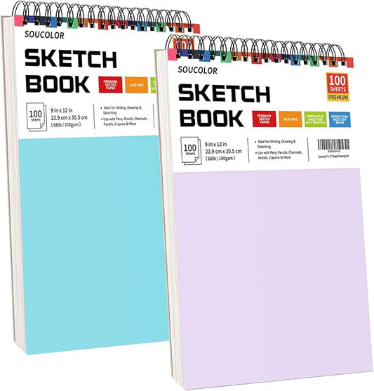 Soucolor 9 x12 Inch Sketch Book,Teen Girl Trendy Stuff, Halloween & Christmas for Teen Girls 4-12, Mother's Day, Birthday for Daughter Wife, Creative Gift for Mum Her, Christmas Coloring Book-DeskLoop Office