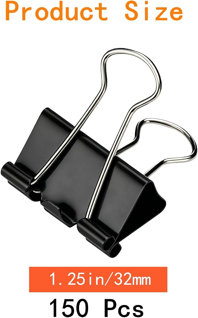 Black Medium Binder Clips - Image 2