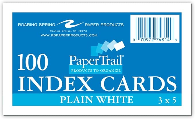 Roaring Spring Blank Index Cards 3"x5", 100 Each, Smooth 100# White Index Paper - Image 2
