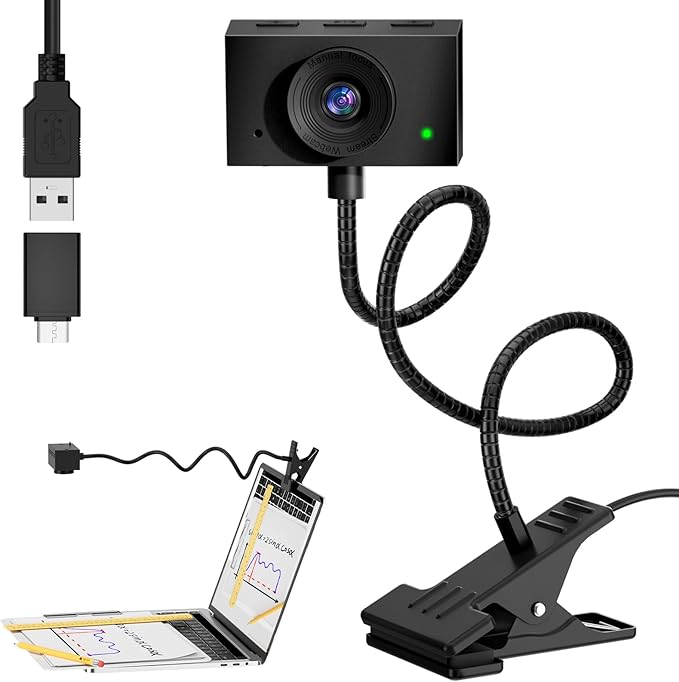 Eye Contact Web Camera for Desktop Computer – 1080P USB Camera with Microphone & Stand, Center Cam for Laptop or Desktop, Manual Focus, Plug & Play for macOS & Windows（Black）-DeskLoop Office