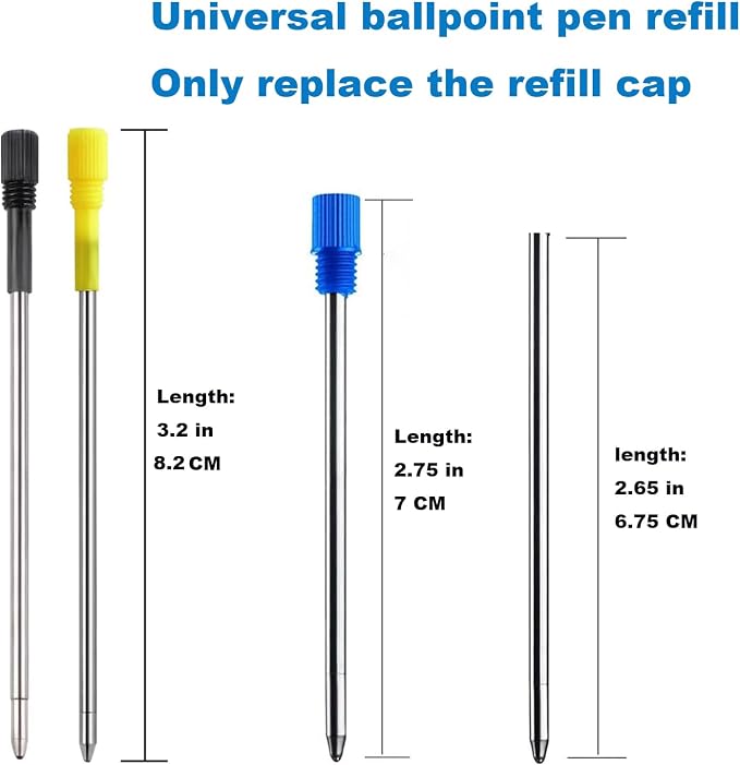 MengRan 2.75'' Mini D1 Ballpoint Ink Pen Refills, 10 Pack | 1mm Medium Tip - Image 3