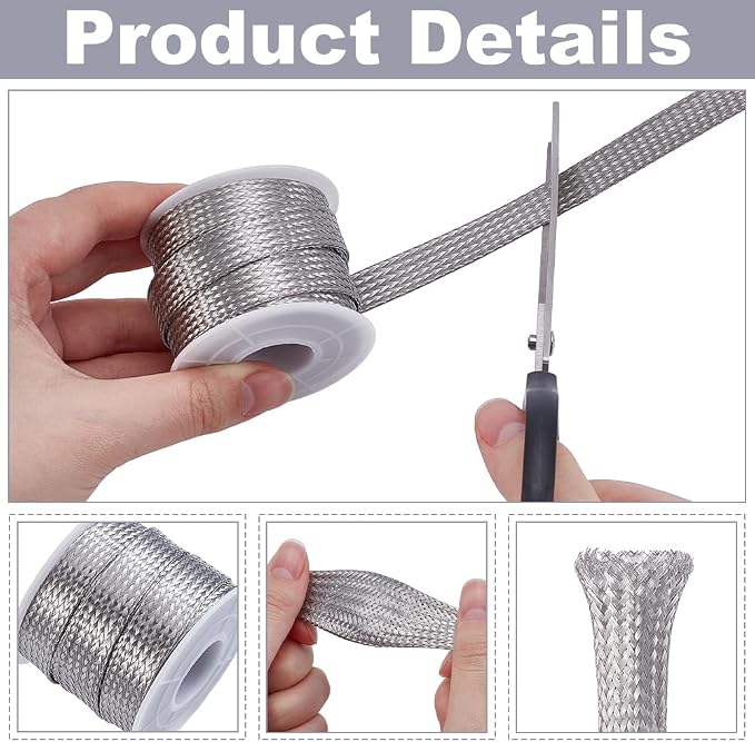 UNICRAFTALE 304 Stainless Steel Expandable Braided Cable Sleeve Knitting - Image 3