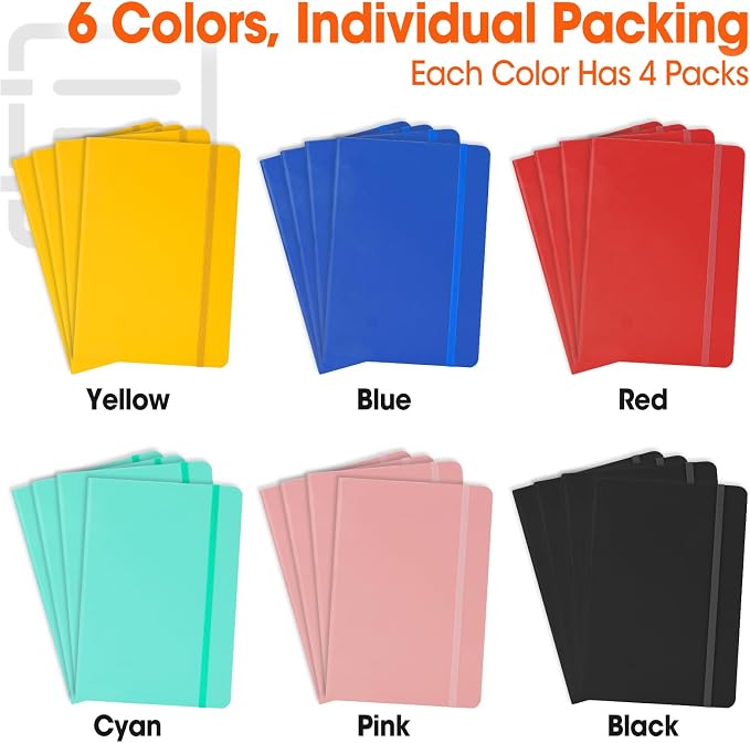 24 Pack Lined Journal Notebook for Work, 200 Pages, Medium 5.5" x 8.3" - Image 3