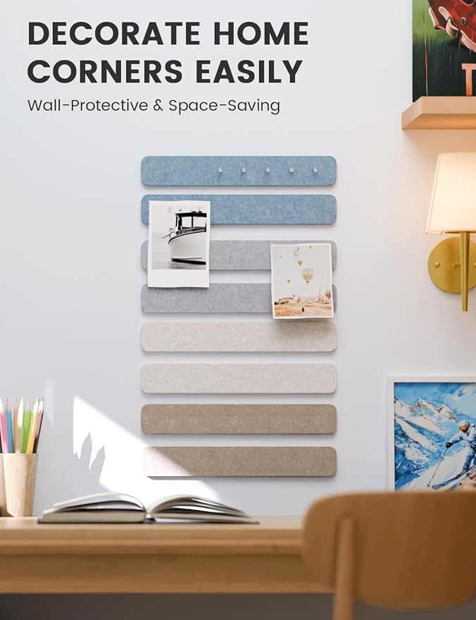 Fluxynara Cork Board Alternative Felt Strip Board 8-Pack 13"x2", Office Pin - Image 4