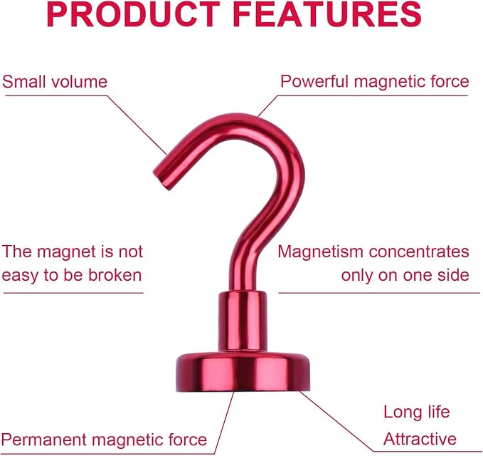 DIYMAG Magnetic Hooks, 30Lbs Strong Heavy Duty Cruise Magnet S-Hook - Image 4