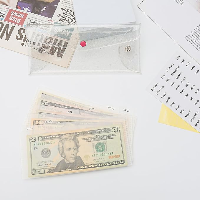 Cash Envelope Wallet PVC Transparent Budget Wallet Money Pocket Dividers - Image 6