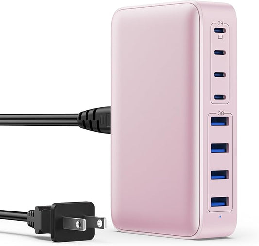 USB C Charger 200W USB C Charger Block,Upgraded GaN III 8-Port Fast Charging Station Hub,PD 65W Laptop Charging Adapter Compatible with MacBook Pro/Air,DELL,Steam Deck,iPhone 16/15/14,Galaxy S23/22-DeskLoop Office