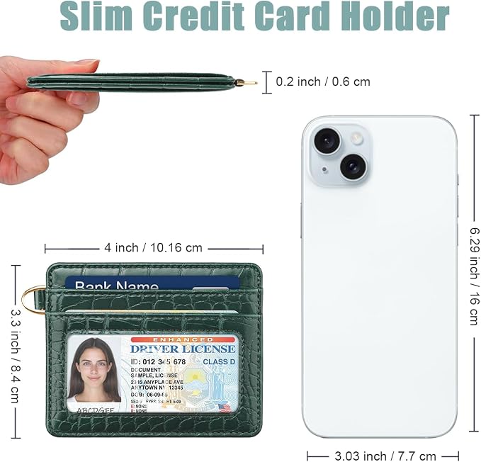 Slim Credit Card Holder Crocodile Wallet Women Thin Alligator Wallets RFID - Image 3