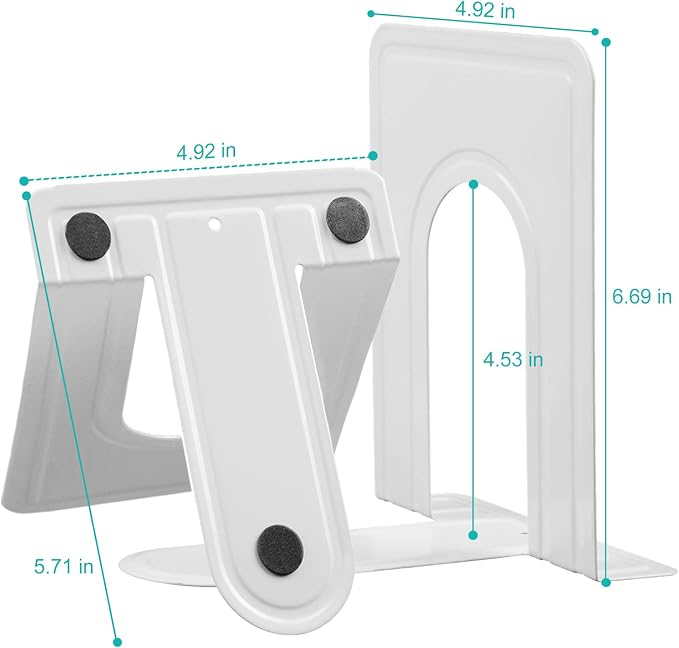 HappyHapi Book Ends, Non-Skid Metal Bookend Supports - Image 6