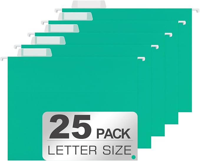 25 Packs Hanging File Folders, Bright Green Hanging File Folders Letter Size by Unknown