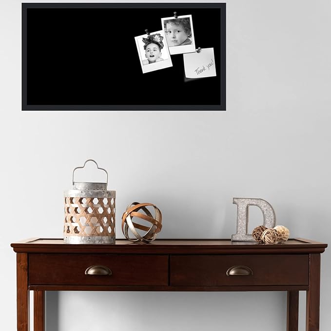 PinPix 36x18 Inch Cork Bulletin Board. This Decorative Framed Pin Board Comes with Solid Black Design and a Satin Black Frame. Ideal for Home Office Decor or Message Board (PinPix-622)-DeskLoop Office