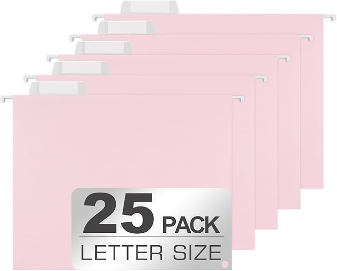 25 Packs Hanging File Folders, Cherry Pink Hanging File Folders Letter Size by Unknown