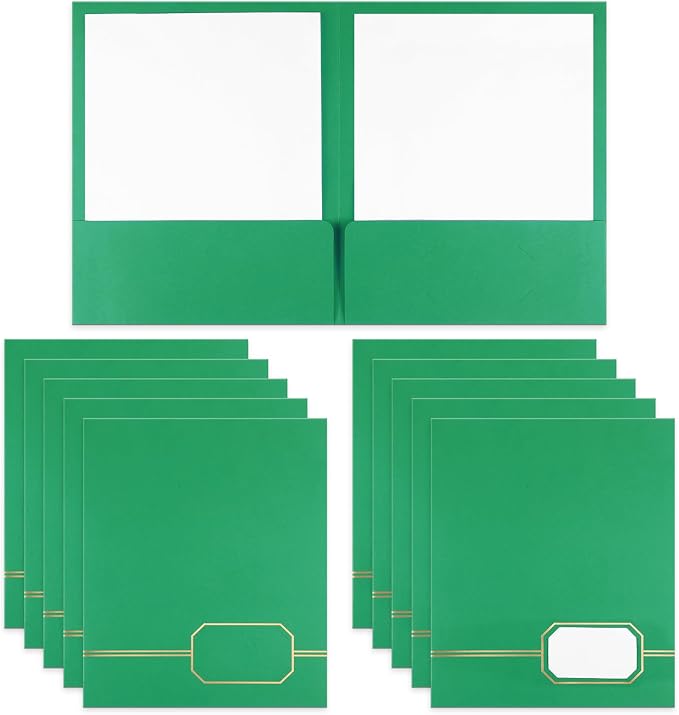 Kisston 10 Pack Executive Twin Pocket Folders Letter Size Green by Kisston