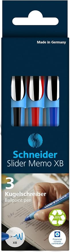 Schneider Slider Memo XB Ballpoint Pen, 1.4 mm, Light Blue Barrel - Image 5