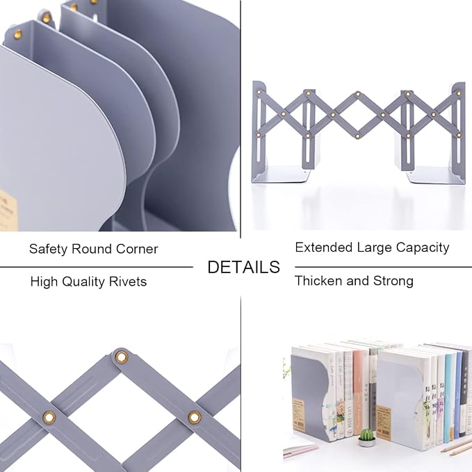 Adjustable Bookends Metal Book Ends - Image 3