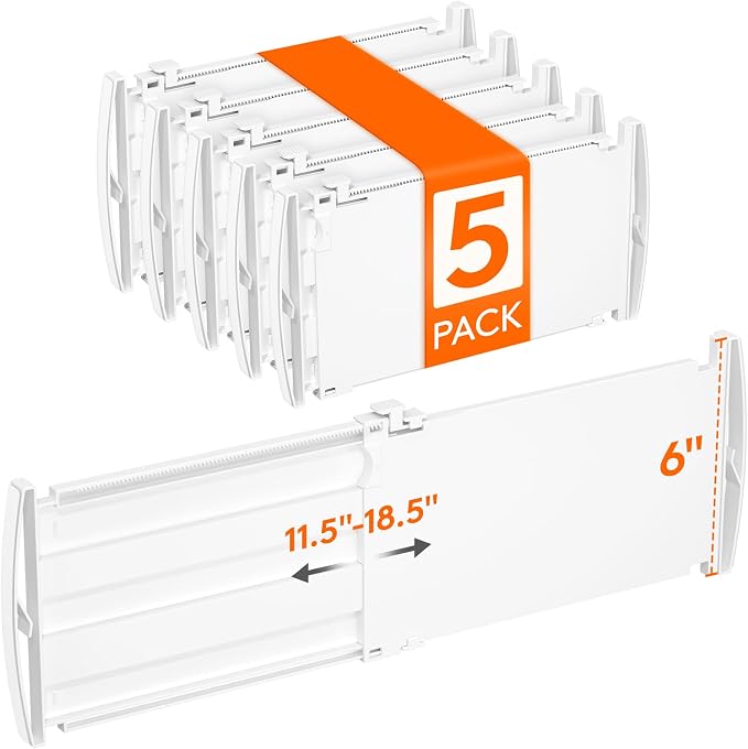 Lifewit 6" Tall 5 Pack Drawer Dividers, 11.5"-18.5" Adjustable Deep Drawer by Lifewit