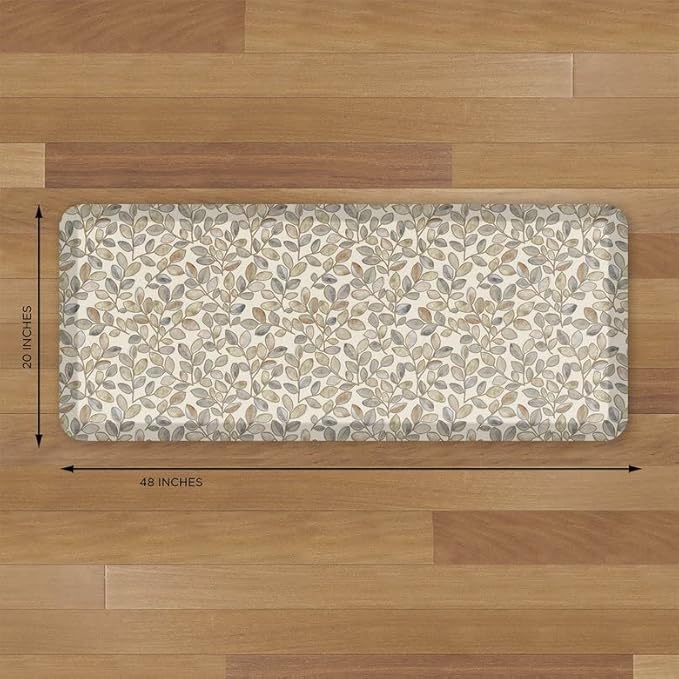 GelPro Designer Comfort Cushioned Anti-Fatigue Standing Kitchen Floor Mat, Padded Stain-Resistant, Waterproof, Non-Slip Comfort Padded Desk/Office Mat - Orchard Almond Kitchen Mat 20x48-DeskLoop Office