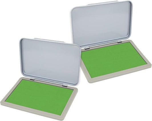 2 Pack Metal Case Stamp Pad Medium Size, Olive Green Color by ZIGEL