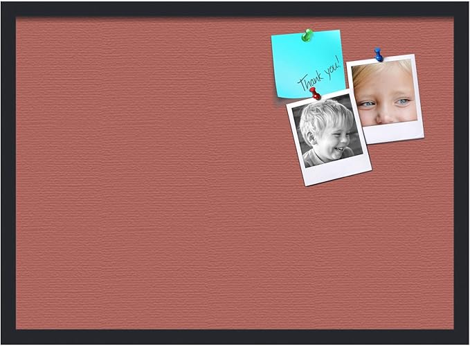 PinPix 28x20 Inch Cork Bulletin Board. This Decorative Framed Pin Board Comes with Crimson Pastel Design and a Satin Black Frame. Ideal for Home Office Decor or Message Board (PinPix-1807)-DeskLoop Office