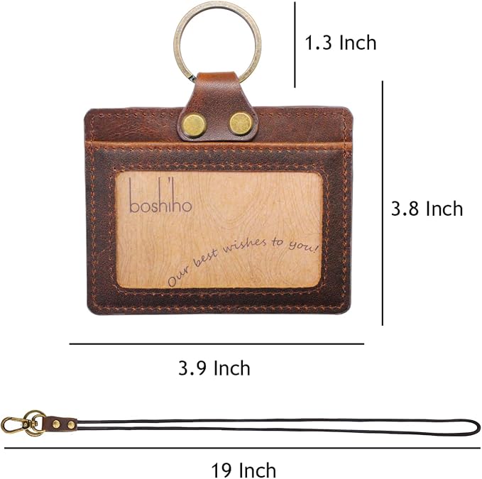 Badge Holder: Boshiho Cowhide Leather ID Badge Card Holder - Image 5