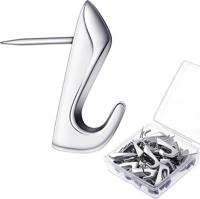 Hotop 15 Pieces 20 Lbs Pin Hooks Push pin Hangers Metal Hooks Picture Hanging by HOTOP