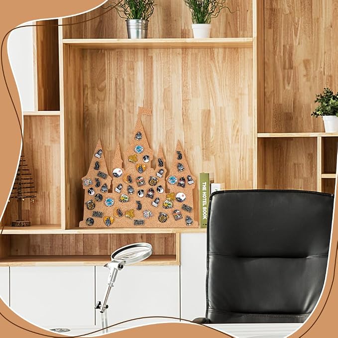 BENECREAT Castle Pin Board Cork Board, 14.2x11.8inch Bulletin Display Board - Image 6