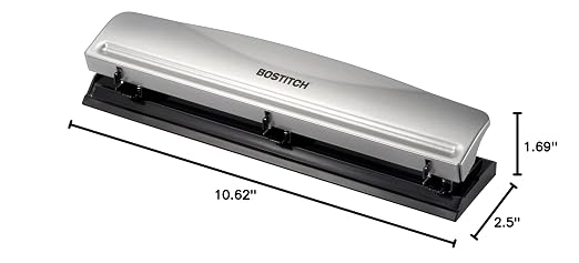 Bostitch Office Premium 3 Hole Punch, 12 Sheet Capacity, Rubber Base, - Image 6