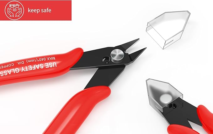 HongWay 5pcs Wire Cutters, Micro Flush Cutters with Spring, Wire Cutting Pliers, Wire Snips for Electronics Soft Copper Jewelry Making, 5-inches, Red-DeskLoop Office