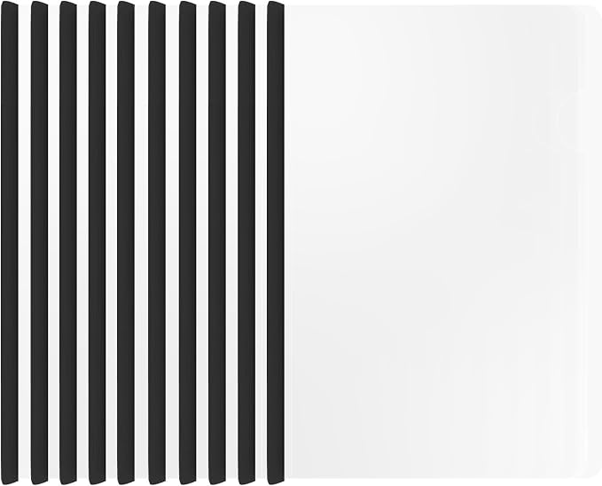 10 Sliding Bar Report Covers A4 Letter Holds 70 Sheets Black | Sliding Bar by Quadafy