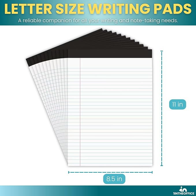 1InTheOffice Writing Pads 8.5 x 11, Wide Ruled Note Pads, Letter Size Writing - Image 2