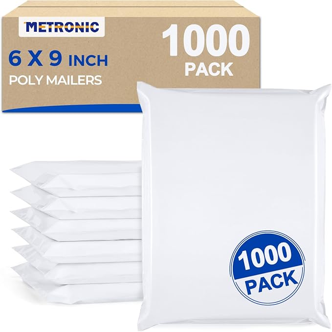 Metronic Poly Mailers 6x9 inch 1000Pcs White Small Shipping Bags by METRONIC