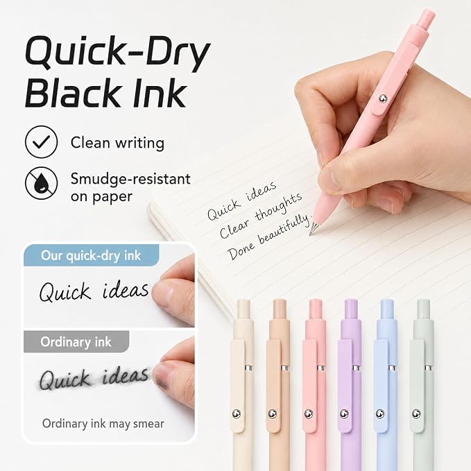 ACEES 6Pcs Gel Pens 0.5mm Fine Point Black Ink Pens - Image 6