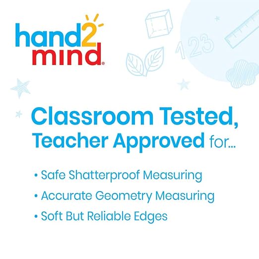 hand2mind Safe-T Protractor for Kids, 180 Protractor, Rainbow Plastic Clear - Image 2