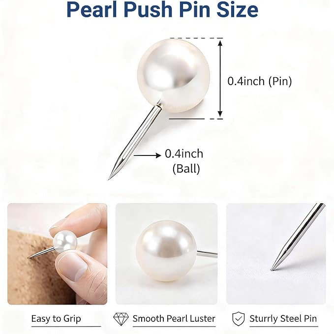 200 Pcs Pearl White Decorative Push Pins - Image 2