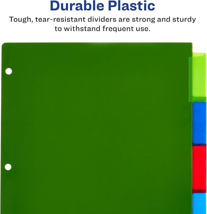 Avery Dividers for 3 Ring Binders, 5-Tab Plastic Binder Dividers, Insertable - Image 4