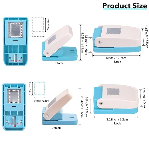 BAOFALI 2Pcs/Set Stamp Puncher 1.25x1.5inch &1x0.8inch Rectangular Postage - Image 2