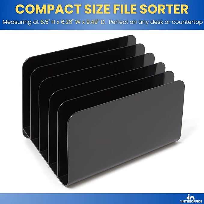 1InTheOffice Inclined Desktop File Organizer, Plastic Desk File Sorter - Image 3